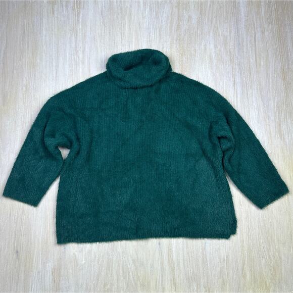 ASOS Dark Green Design High Neck Fluffy Eyelash Yarn Knit Pullover Sweater 12 - Picture 1 of 15